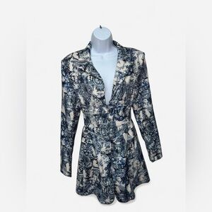 Pretty Little Thing Blue and White China Print Blazer Dress